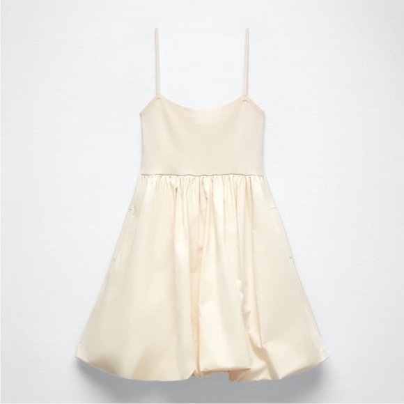 NWT Zara knit cream bubble dress - Picture 6 of 10
